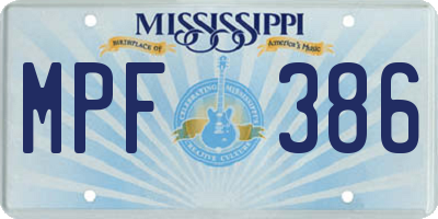MS license plate MPF386