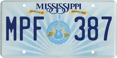 MS license plate MPF387