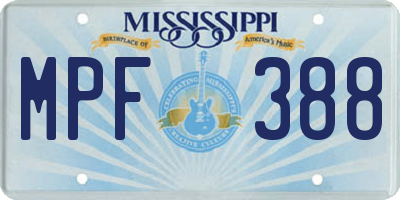 MS license plate MPF388