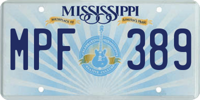 MS license plate MPF389