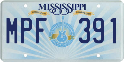 MS license plate MPF391