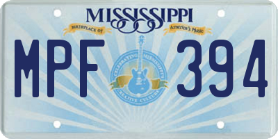 MS license plate MPF394