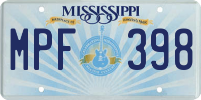 MS license plate MPF398