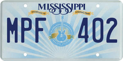 MS license plate MPF402