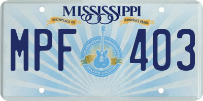 MS license plate MPF403