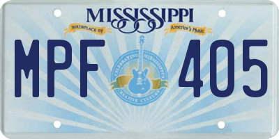 MS license plate MPF405