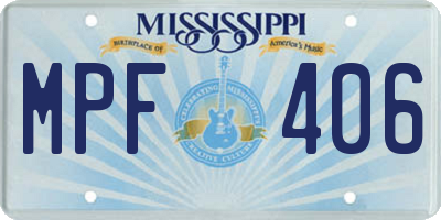 MS license plate MPF406