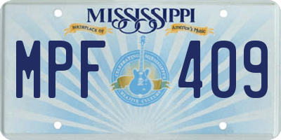 MS license plate MPF409