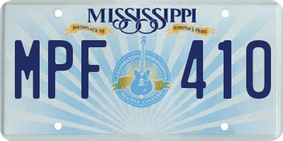 MS license plate MPF410