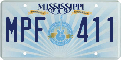 MS license plate MPF411