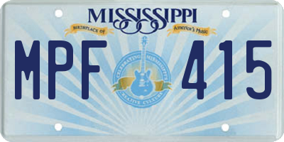 MS license plate MPF415