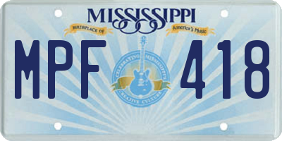 MS license plate MPF418