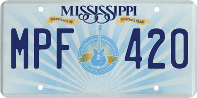 MS license plate MPF420