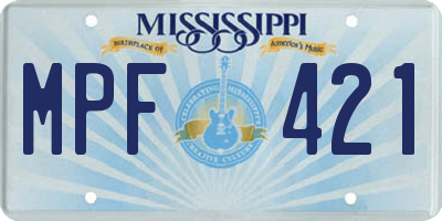 MS license plate MPF421