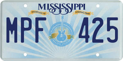 MS license plate MPF425