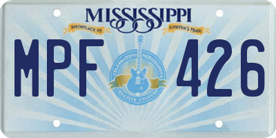 MS license plate MPF426