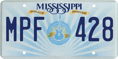 MS license plate MPF428