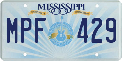 MS license plate MPF429