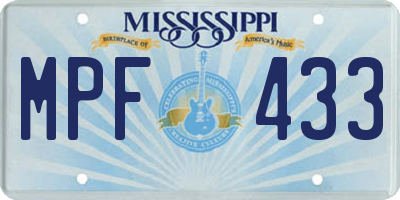 MS license plate MPF433