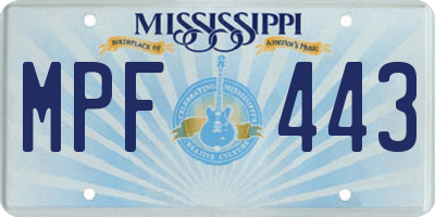 MS license plate MPF443