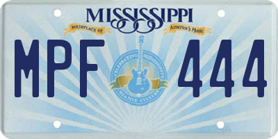 MS license plate MPF444