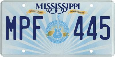 MS license plate MPF445