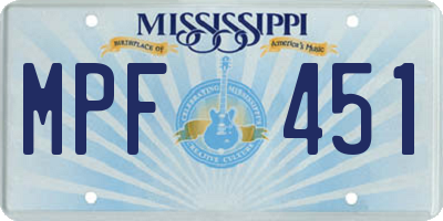 MS license plate MPF451