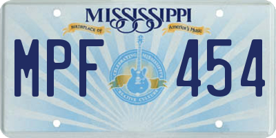 MS license plate MPF454