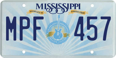 MS license plate MPF457