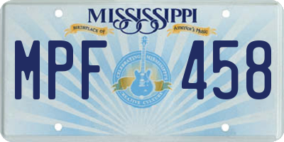 MS license plate MPF458