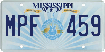 MS license plate MPF459