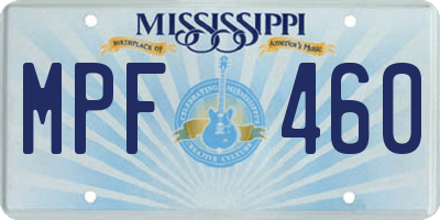 MS license plate MPF460