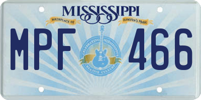 MS license plate MPF466