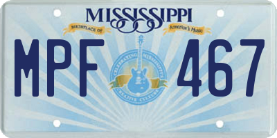 MS license plate MPF467