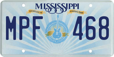 MS license plate MPF468