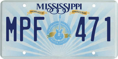 MS license plate MPF471