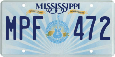 MS license plate MPF472