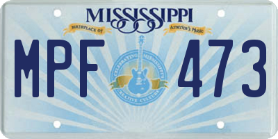 MS license plate MPF473