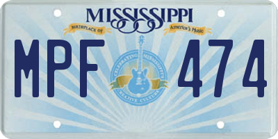 MS license plate MPF474
