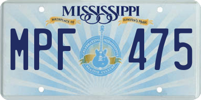 MS license plate MPF475