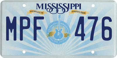 MS license plate MPF476
