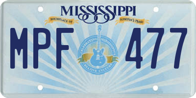 MS license plate MPF477