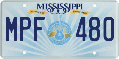 MS license plate MPF480