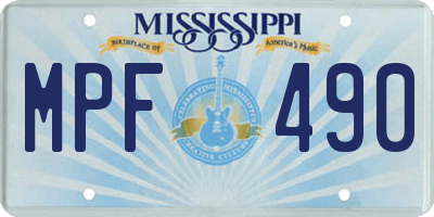 MS license plate MPF490