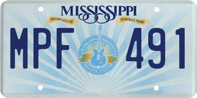MS license plate MPF491