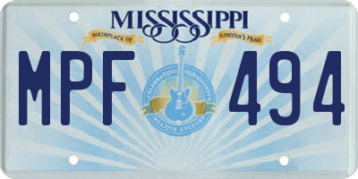 MS license plate MPF494
