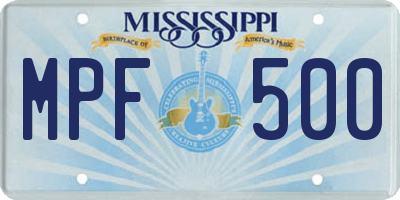 MS license plate MPF500