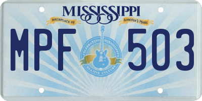 MS license plate MPF503