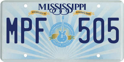 MS license plate MPF505