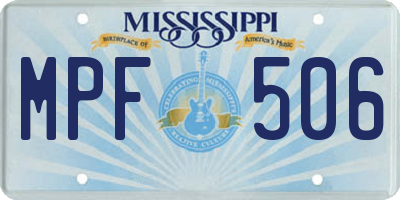 MS license plate MPF506